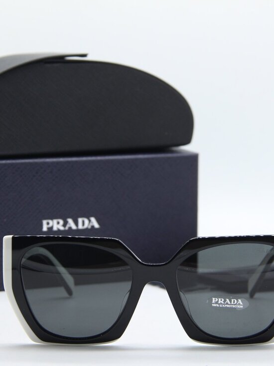 Prada PR15WS 09Q5S0 Square Sunglasses – Black/Talc\\Dark Grey main image 4